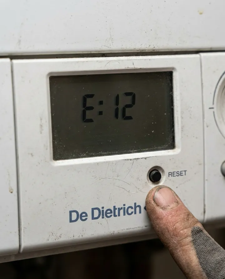 Bedieningspaneel en display van een De Dietrich Innovens met een foutcode
